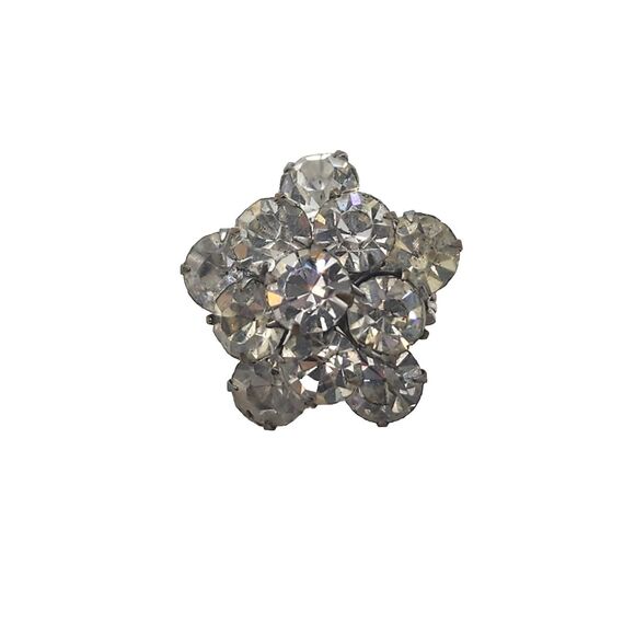 Vintage Round Sparkling Brooch Collar Pin Hat Accent Dazzling Mini 1" - Picture 13 of 16